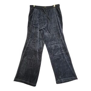 Three Hearts Womens Pants 1X Blue Velour Wide Leg Lounge Pants Plus Drawstring